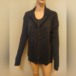 Eileen Fisher Merino Wool Gray Zip Up Sweater Size 1X